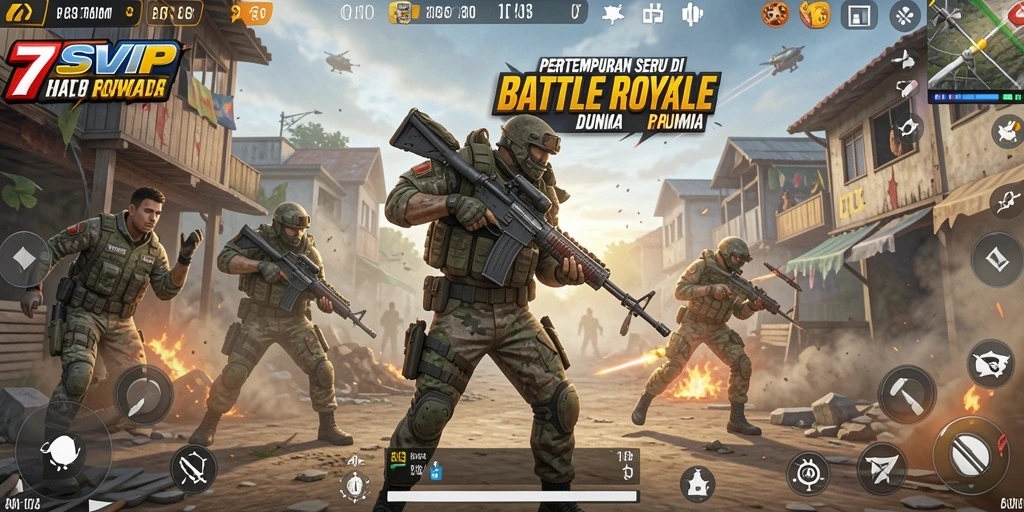 Gameplay seru dalam pertempuran Battle Royale di 7SVIP.