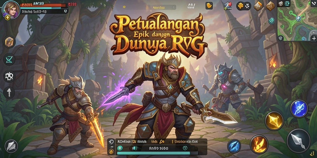 Tangkapan layar menunjukkan aksi heroik dalam petualangan RPG.