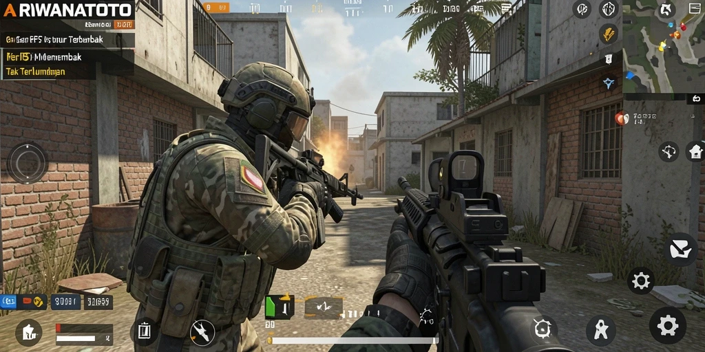 Tampilan gameplay ARWANATOTO yang mendebarkan dalam aksi menembak.