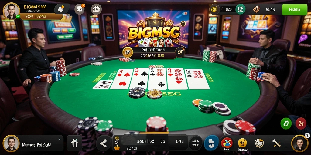 Tampilan gameplay mendebarkan di BIGMSG dengan aksi Poker seru.