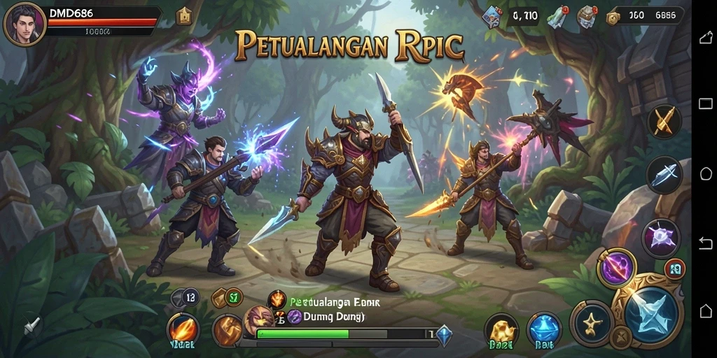 Tampilan menarik dari gameplay RPG di DMD686.