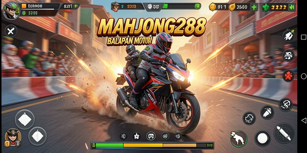 Screenshot menampilkan balapan motor yang mendebarkan dan atmosfer kompetitif.
