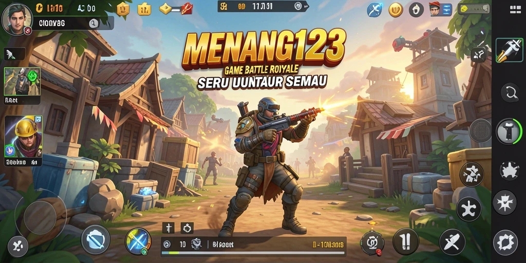 Tampilan penuh aksi dari permainan Battle Royale dalam MENANG123.