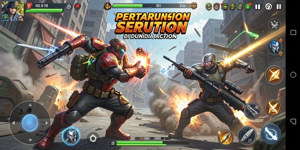 Tampilan mendebarkan dari gameplay N06 yang penuh aksi.