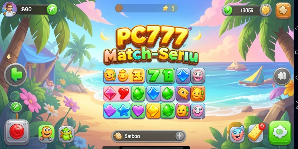Tampilan gameplay seru dari PC777 yang menampilkan aksi Match-3.