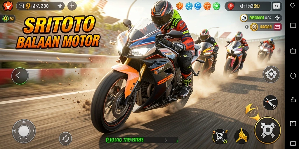 Tampilan gameplay SRITOTO yang mendebarkan saat balapan motor.